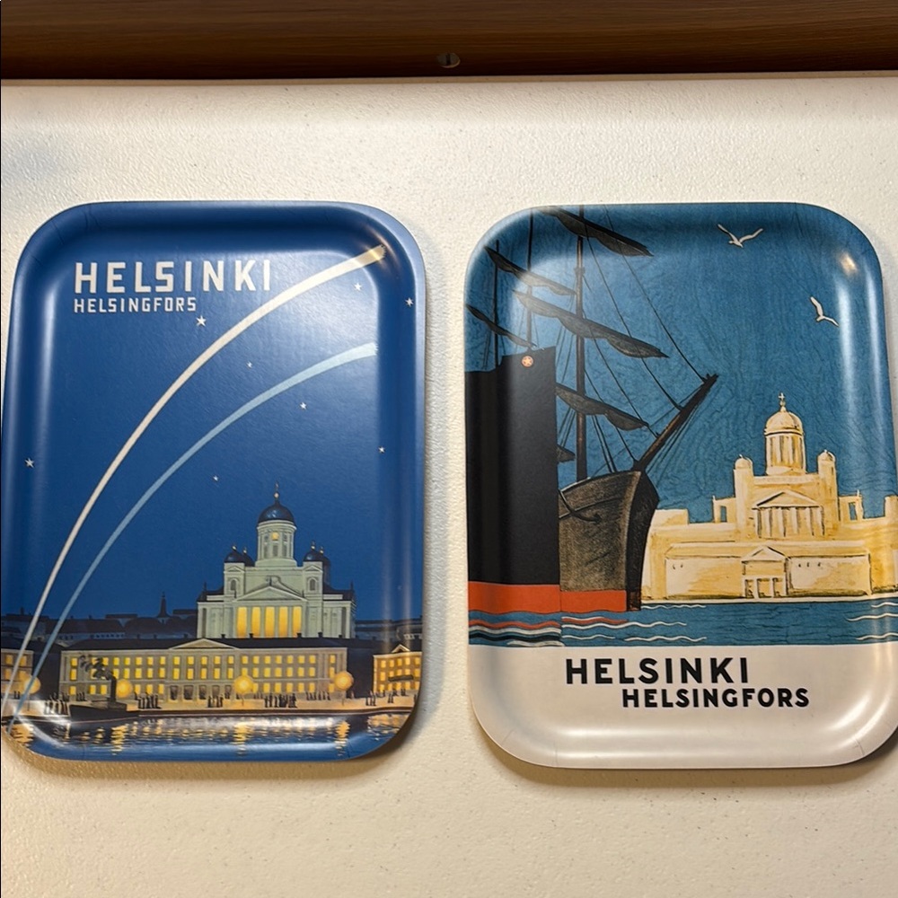 New 2 Helsinki Themed Birch 7”x 10” Trays
